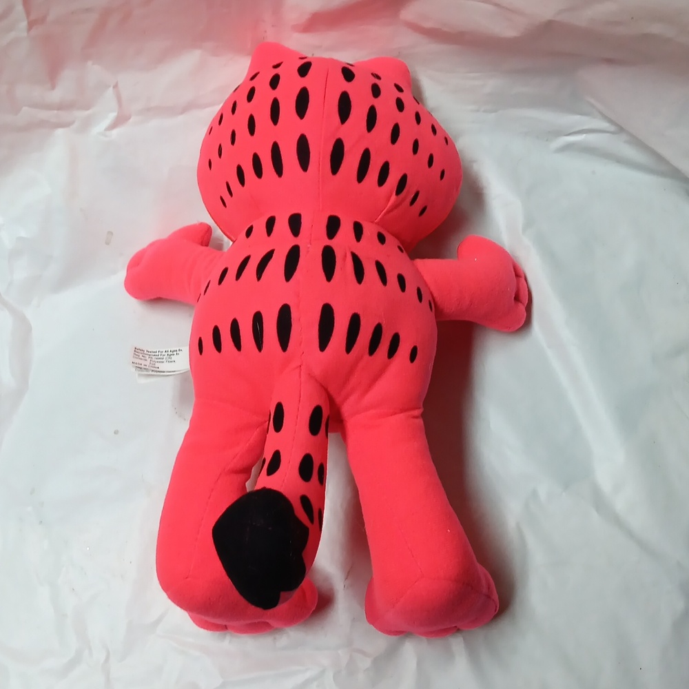 Toy Factory Nickelodeon Neon Red Cartoon Cat Plush Toy Preowned - Picture 4 of 8